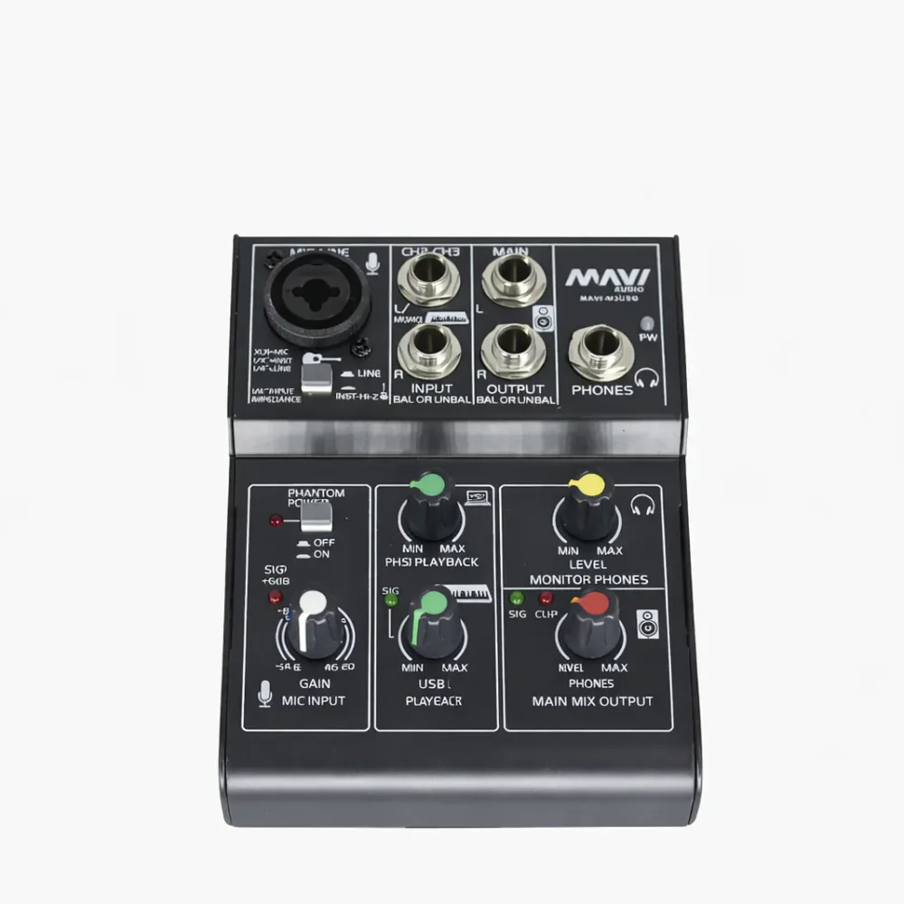 Mixer Mavi M3USB 3 canales con interfaz USB para grabación y streaming